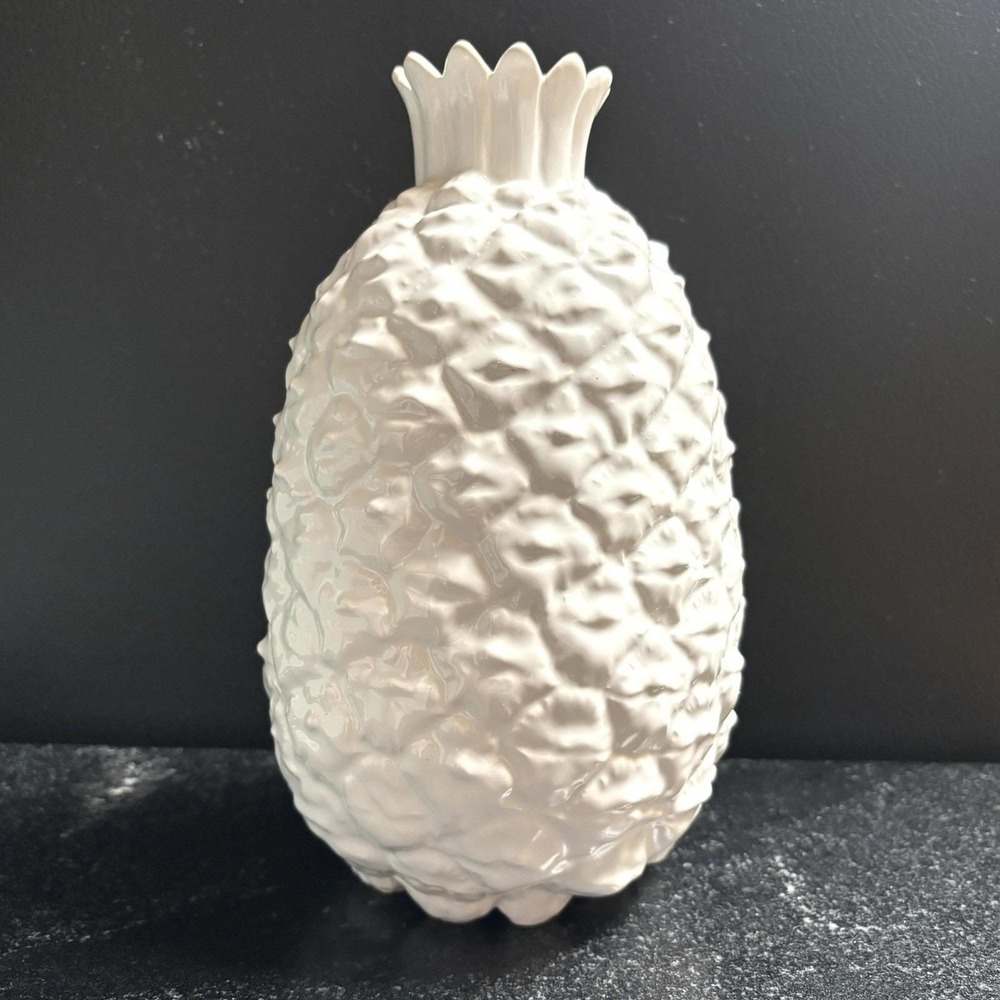 Vintage Goebel White Ceramic Pineapple Vase West Germany 9” Decor RARE MCM